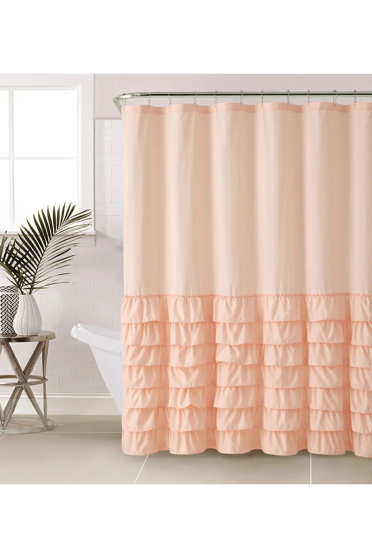 VCNY HOME Pink Melanie Ruffle Shower Curtain at Nordstrom Rack | Nordstrom Rack