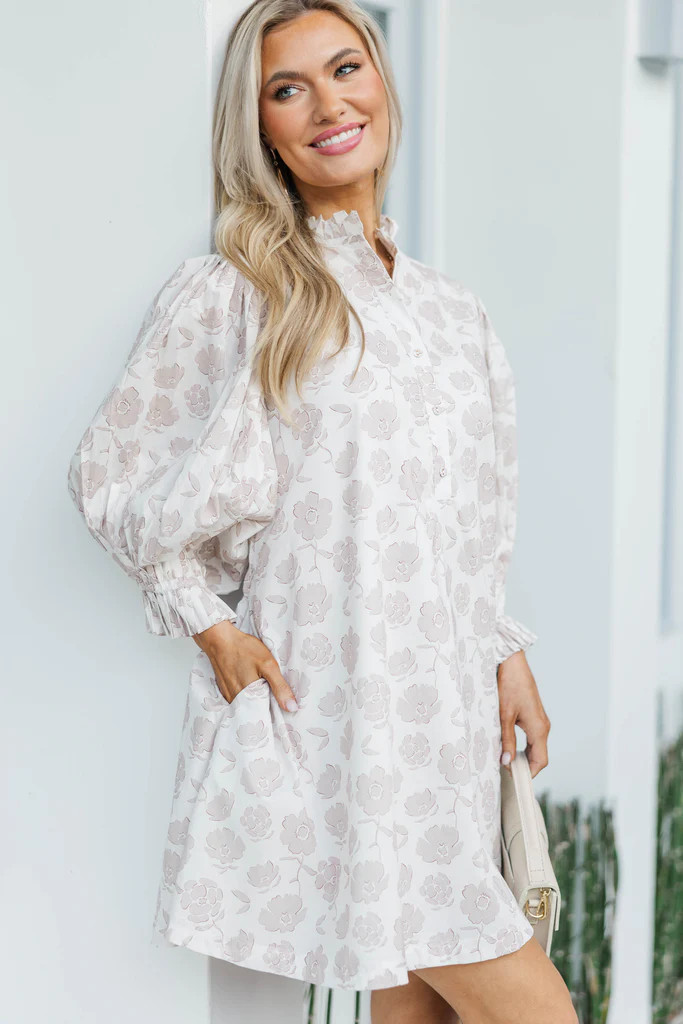 Under The Stars Off White Floral Tie Back Dress | The Mint Julep Boutique