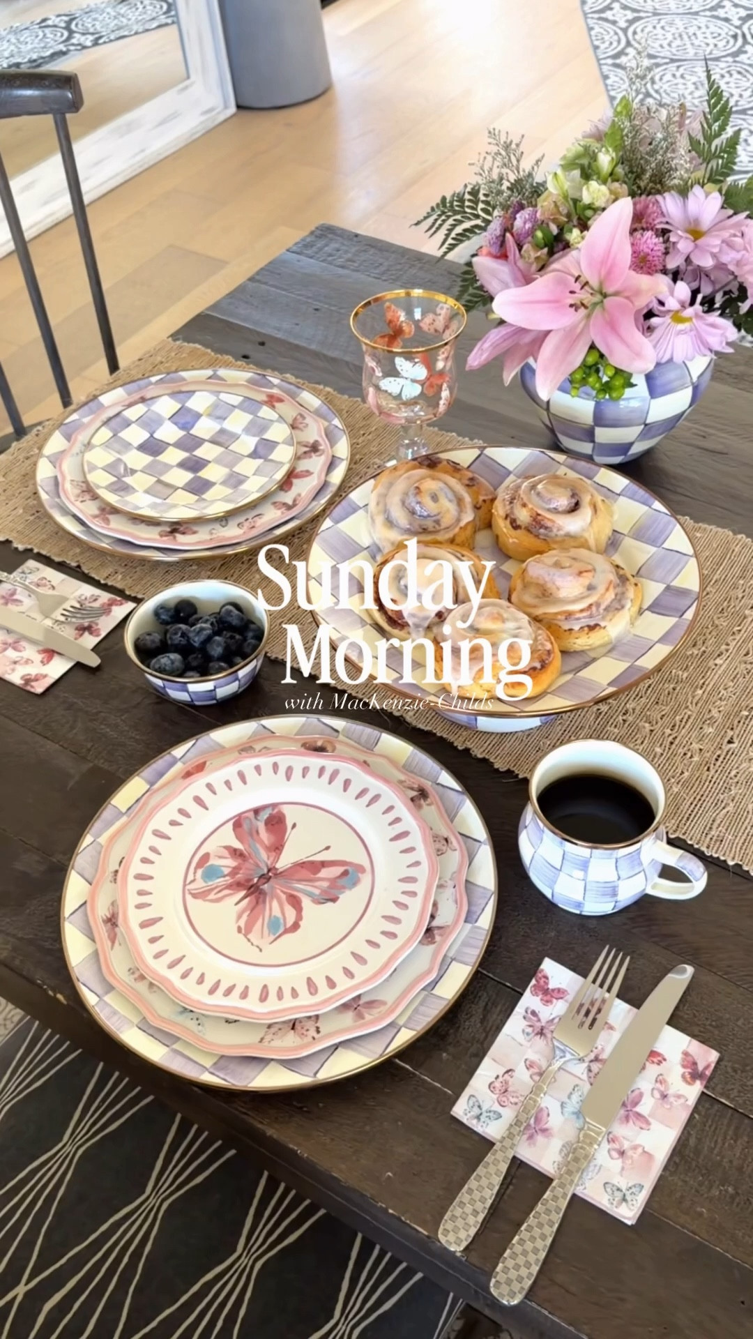A beautiful Spring morning filled with MacKenzie-Childs Violet Check, fresh coffee, cinnamon rolls and beautiful flowers. 



#LTKdayinmylife #LTKHome #LTKfoodie