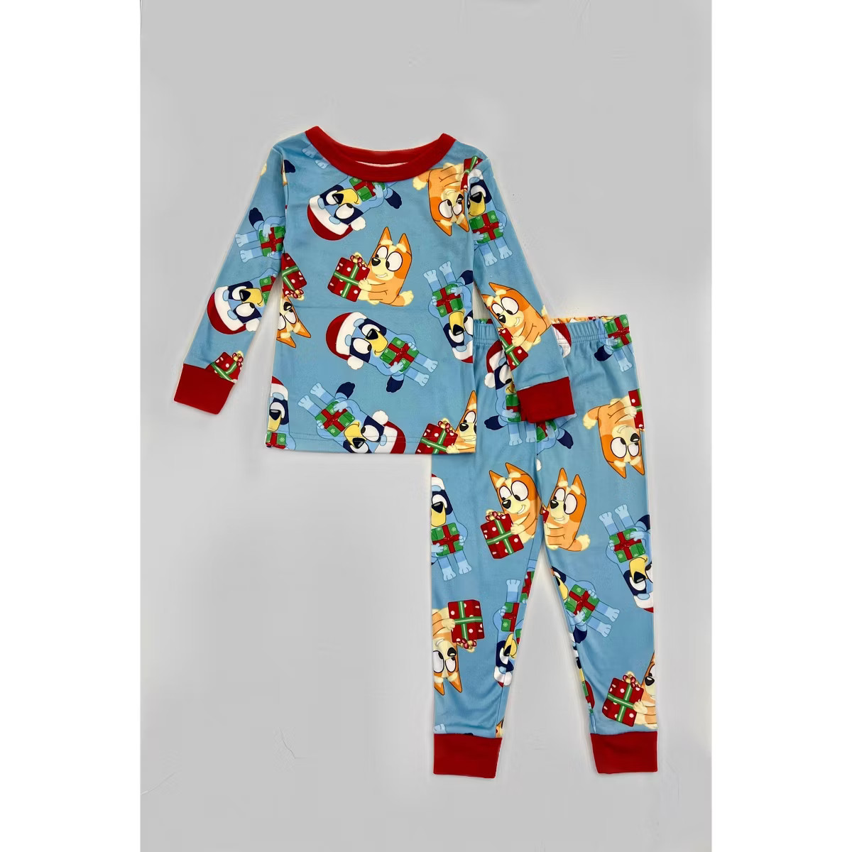 Toddler Boys' 2pc Snuggly Soft Bluey and Presents Christmas Pajama Set - Blue | Target