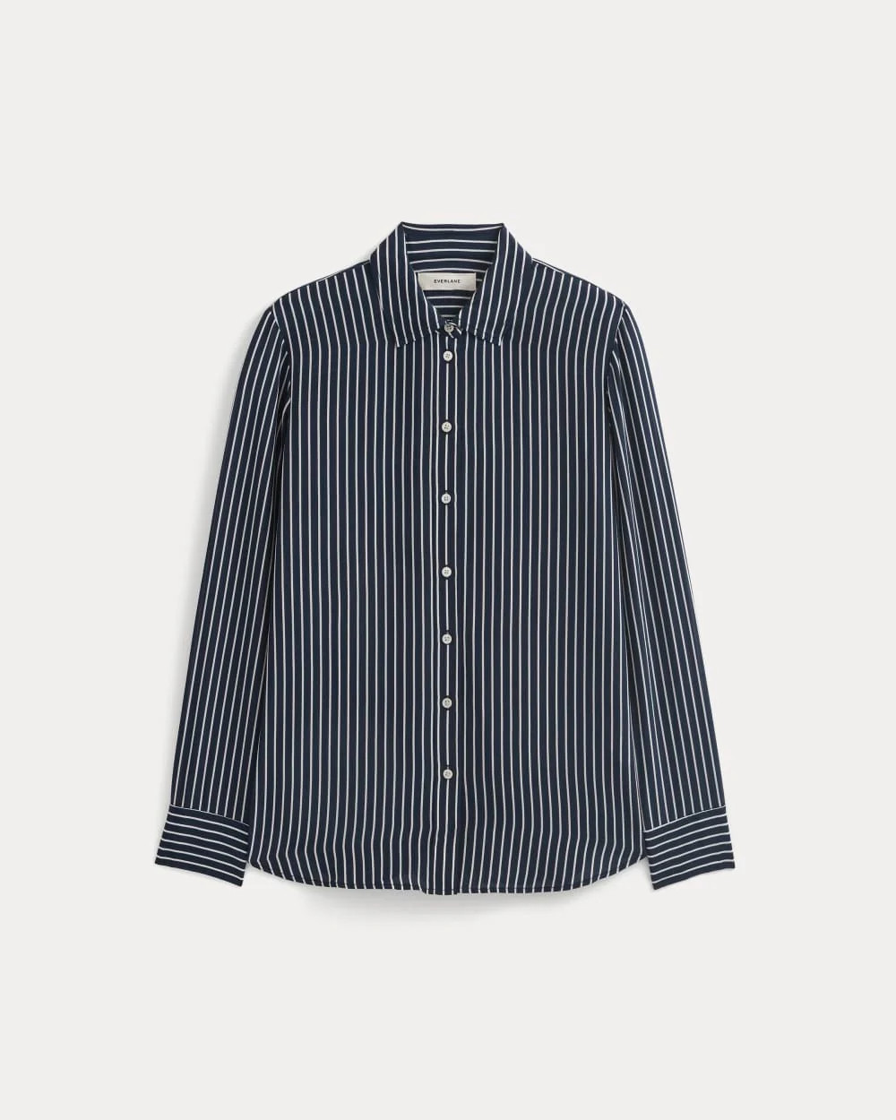 The Must-Have Shirt in Washable Silk | True Navy / Bone Stripe | Everlane