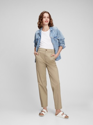 High Rise Girlfriend Khakis with Washwell | Gap Factory