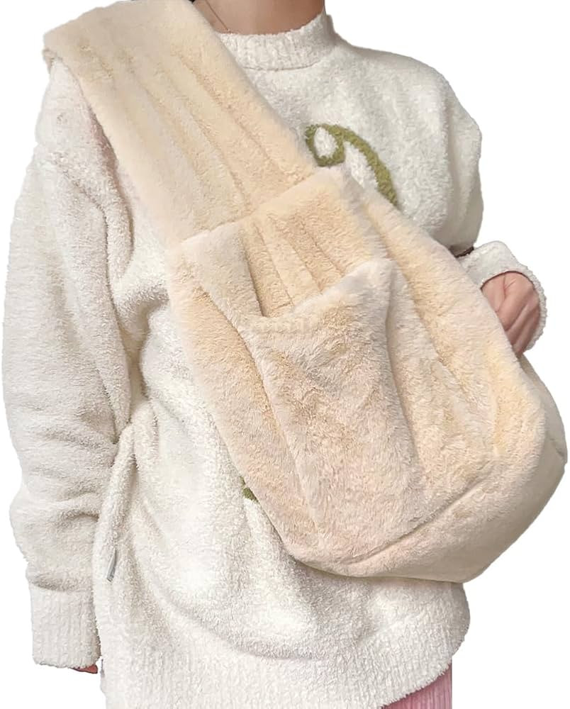 Warm Plush Small Dog Sling Cat Carrier Hand-Free Pet Sling Pet Puppy Travel Bag Cat Carrier Shoul... | Amazon (UK)