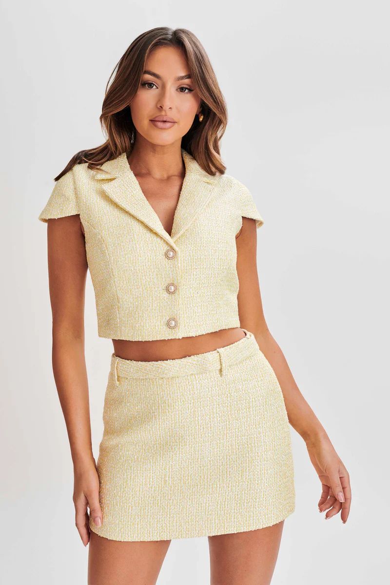 Mercer Tweed Top - Lemon | MESHKI US