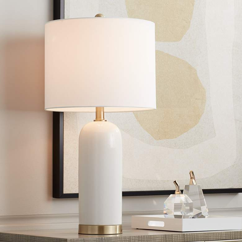 360 Lighting Draper 26" Gold and White Modern Ceramic Table Lamp | Lamps Plus