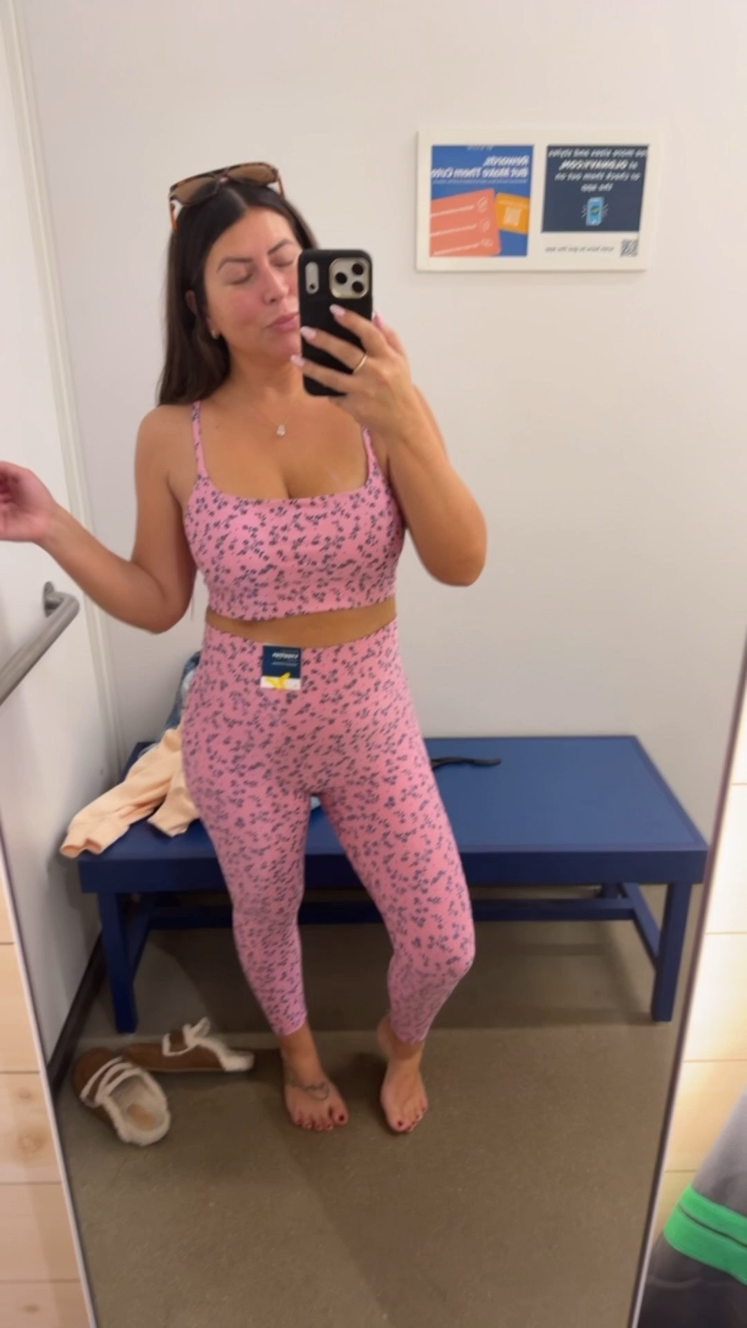 Obsessed with this active set. 

These leggings have no front seam and have the best tummy support. 

Same with the top. Great support. 

I’m wearing a L in both. 

#LTKSpringSale #LTKMidsize #LTKActive