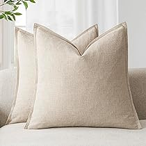 Foindtower Pack of 2, Decorative Linen Soild Throw Pillow Covers Soft Accent Cushion Case Boho Fa... | Amazon (US)