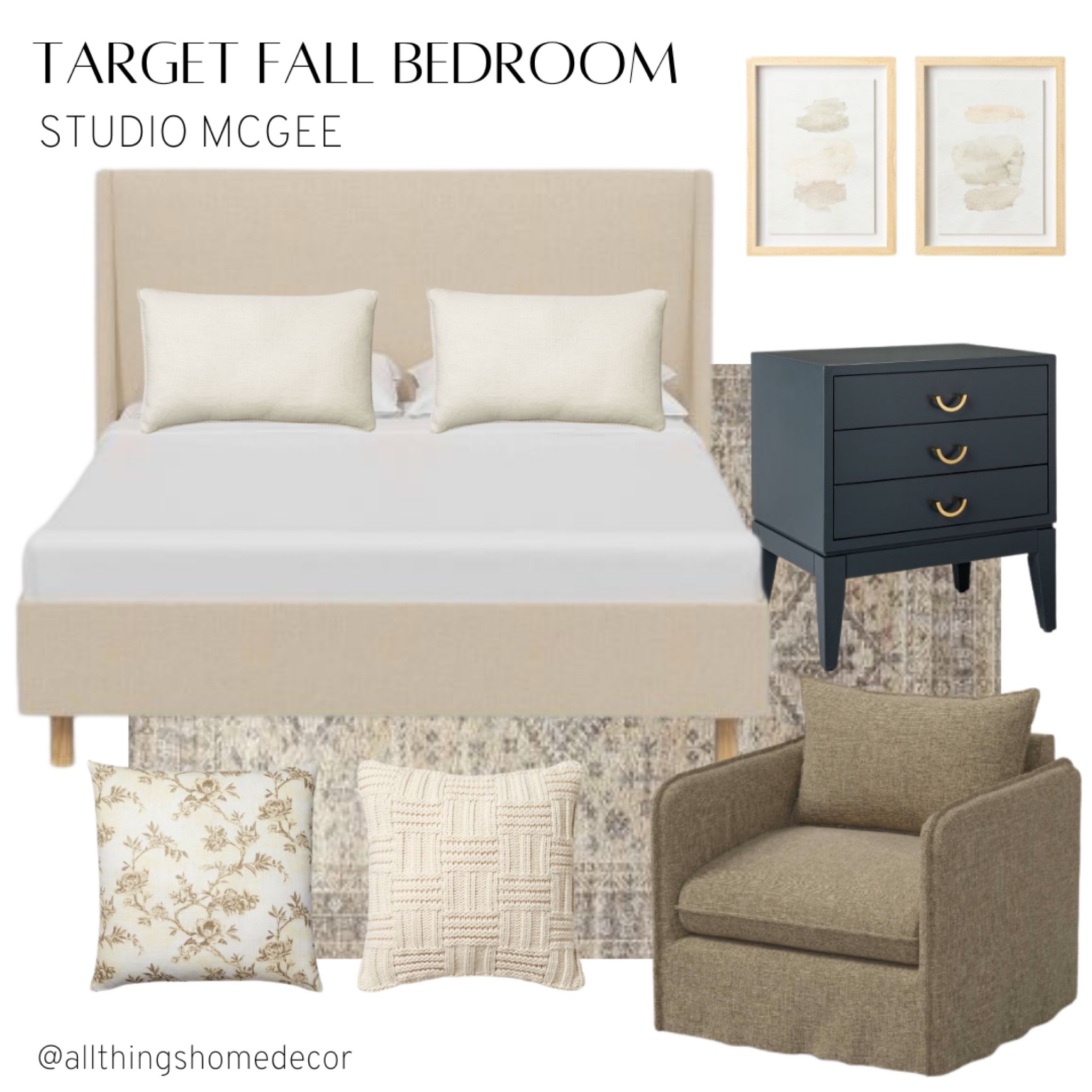 A cozy bedroom for fall ✨ shop below 

Black nightstand, neutral bedroom, neutral bedframe, accent chair, printed pillows, neutral decor, neutral home, home decor, home sale 

From target and studio McGee 

#LTKSeasonal #LTKSale #LTKhome