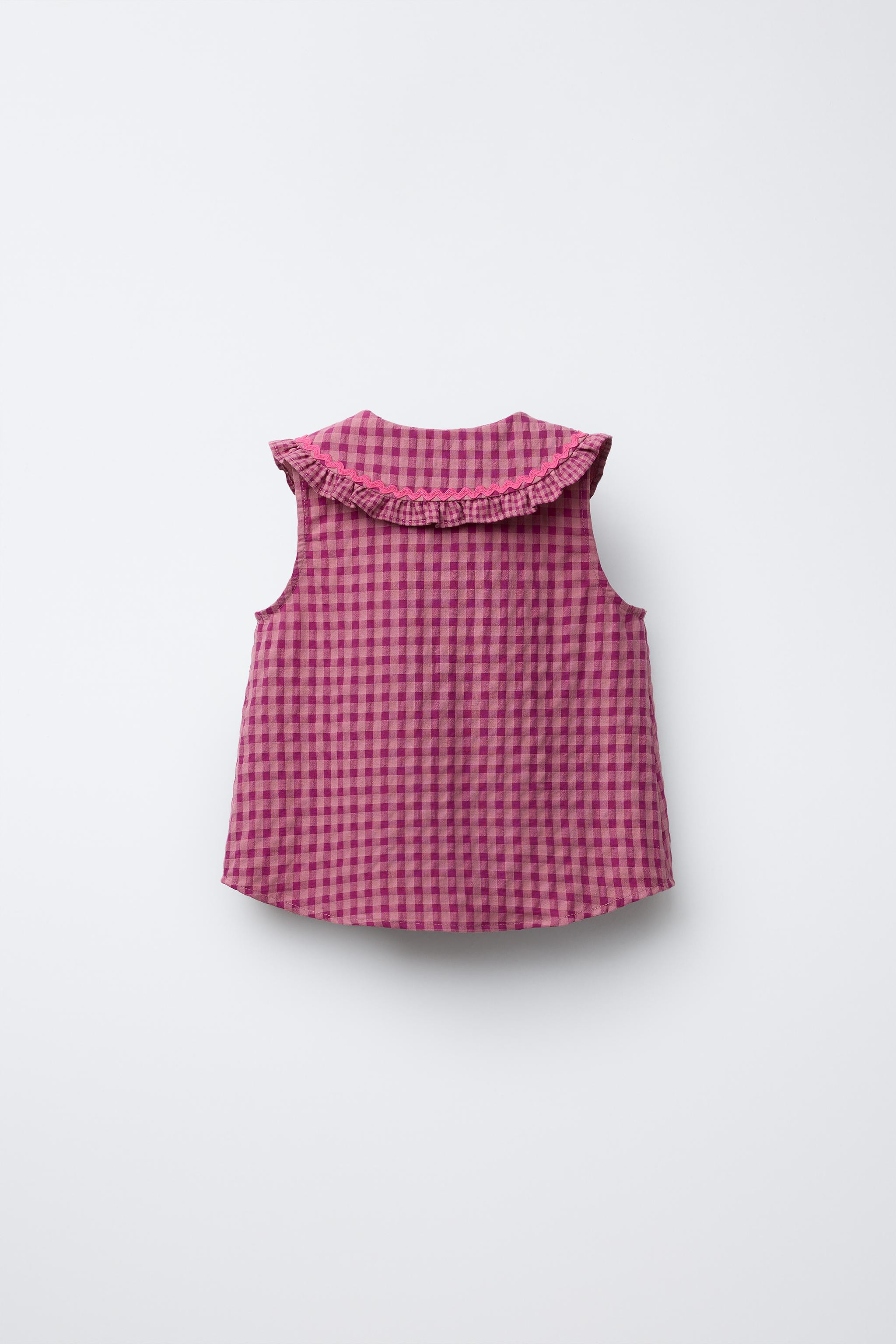 GINGHAM RUFFLE BLOUSE | Zara US