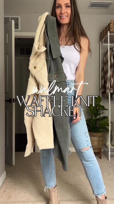 Must have Waffle knit shacket from Walmart!! This shacket is sooo comfy and feels so cozy! 
#walmartpartner #walmartfashion #walmart @walmart @walmartfashion

**sizing:
Shacket: 0x
Jeans: 2
Chelsea Boots: 8
Leggings: small
Black motto boots: 8

#LTKSeasonal #LTKfindsunder50 #LTKstyletip