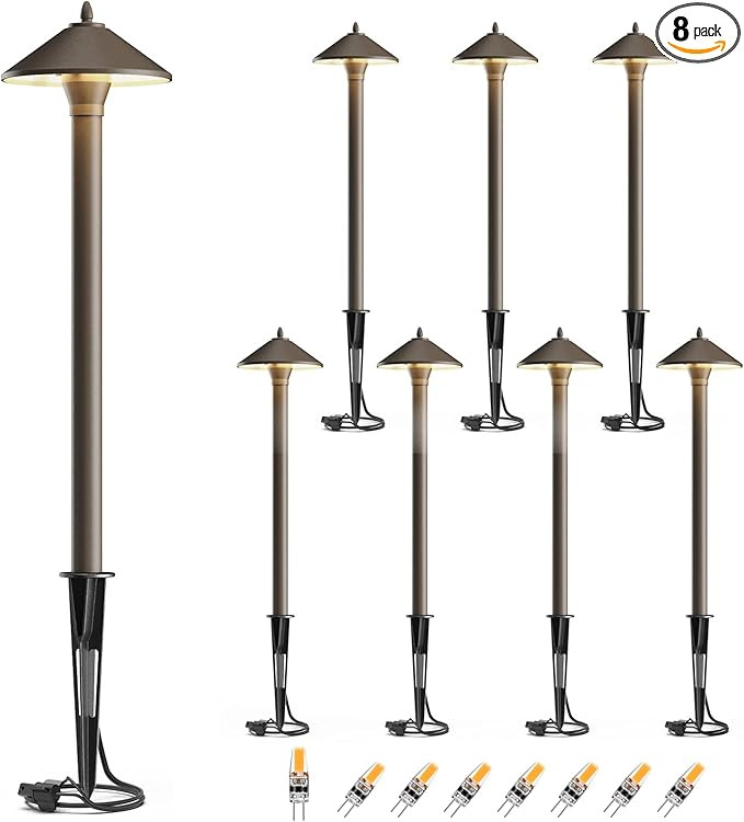 GOODSMANN Landscape Lighting Outdoor Low Voltage Landscape Lighting Kits 8PK Pathway Lights Wired... | Amazon (US)