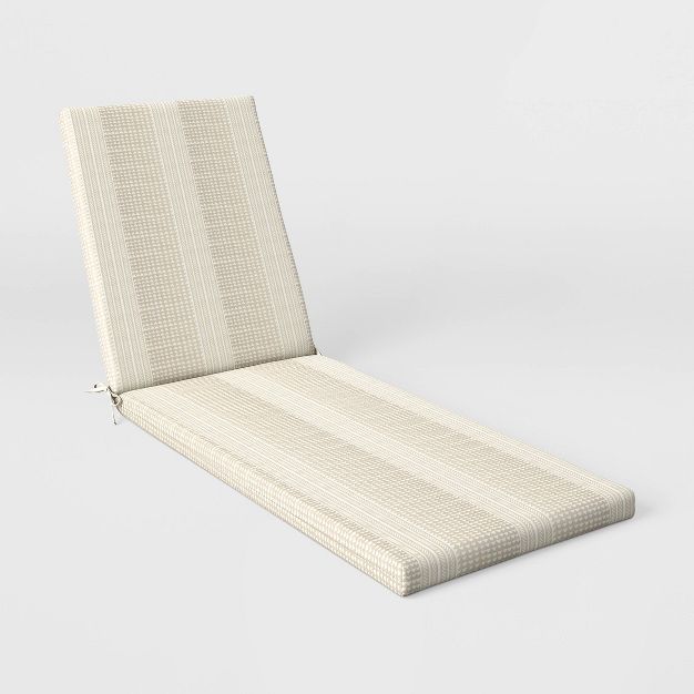 DuraSeason Fabric™ Outdoor Chaise Cushion Geo Stripe Neutral - Threshold™ | Target