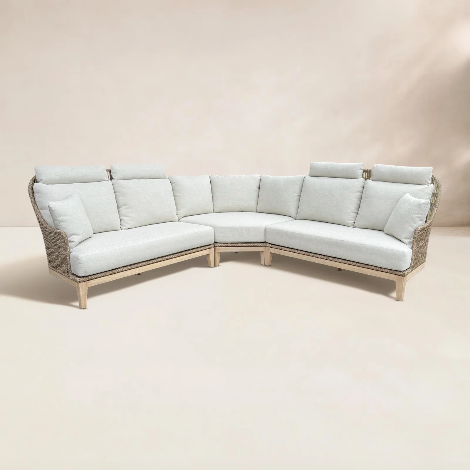Posey 3 Pc. Cream Sectional W Olefin Fabric | Birch Lane