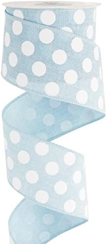 Blue Burlap Ribbon 2.5 Inch with White Polka Dot Blue White Wired Ribbon for Baby Boy Wreaths and... | Amazon (US)