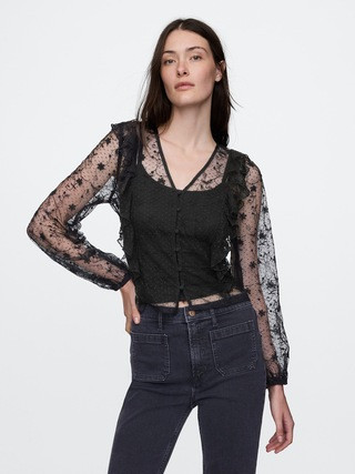 Recycled Lace Ruffle Top | Gap (US)