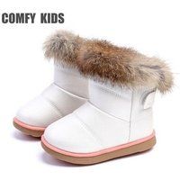 Boots Girls Winter Fashion Child Girls Snow Boots Shoes Warm Plush Soft Leather | Bonanza (Global)