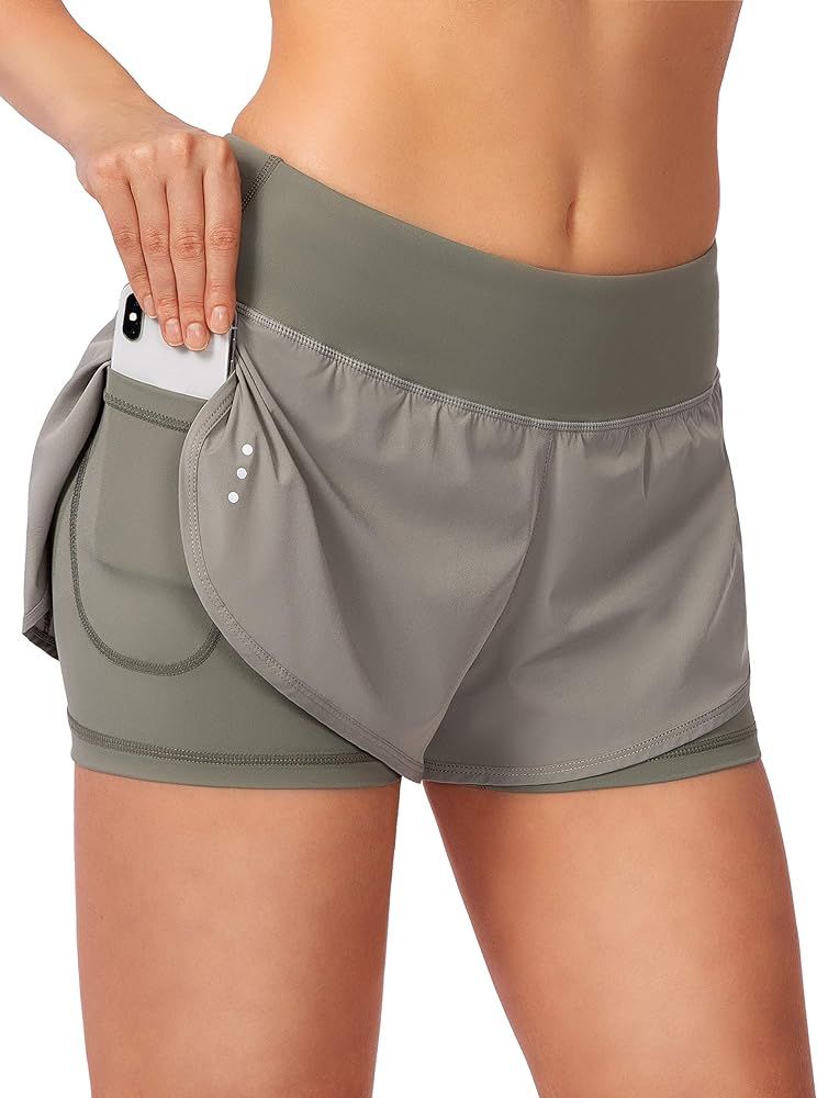 Women’s 2 in 1 Running Shorts Workout Athletic Gym Yoga Shorts for Women with Phone Pockets | Amazon (US)