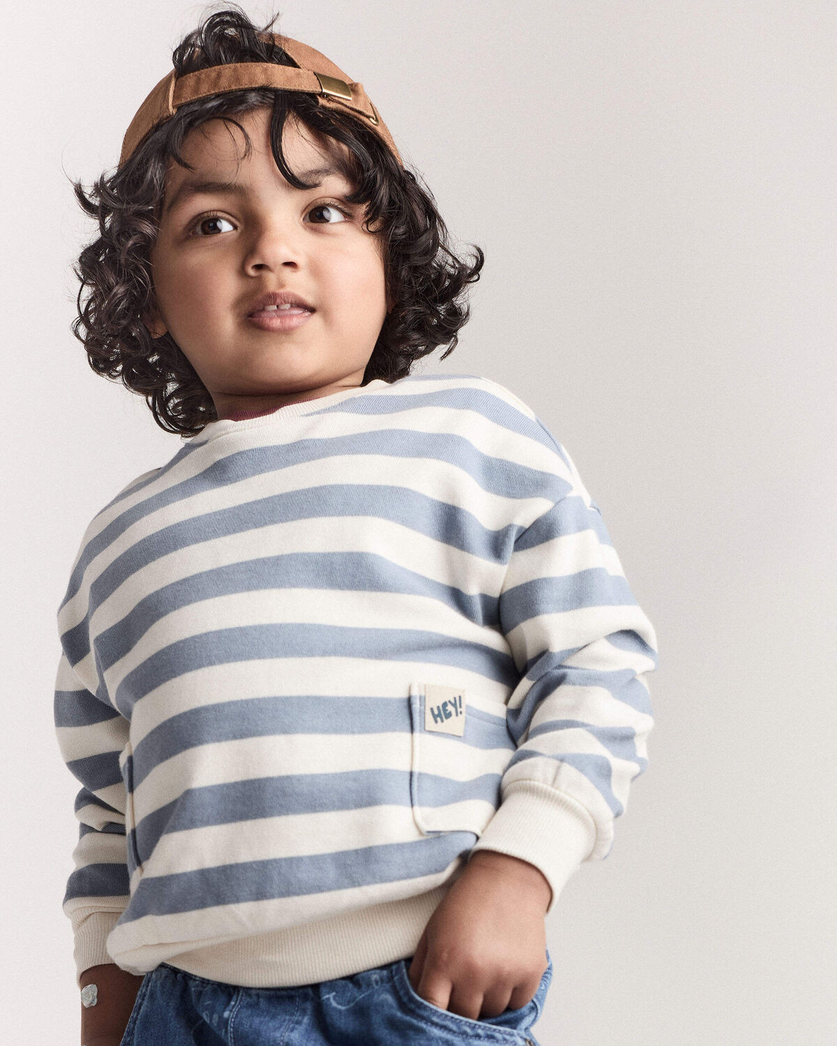 Toddler 'Hey!' Striped Otter Sweatshirt™ with Pockets - Blue/Cream | Carter's Inc