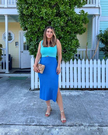 Amazon colorblock knit midi dress, vacation dress, summer dress, gold heels, straw clutch, evening bag, gold hoop earrings, heated thermal curling brush, beach vacation 

#LTKfindsunder50 #LTKstyletip #LTKshoecrush