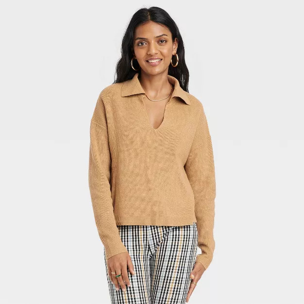 Women's Collared Polo Ribbed Pullover Sweater - A New Day™ | Target