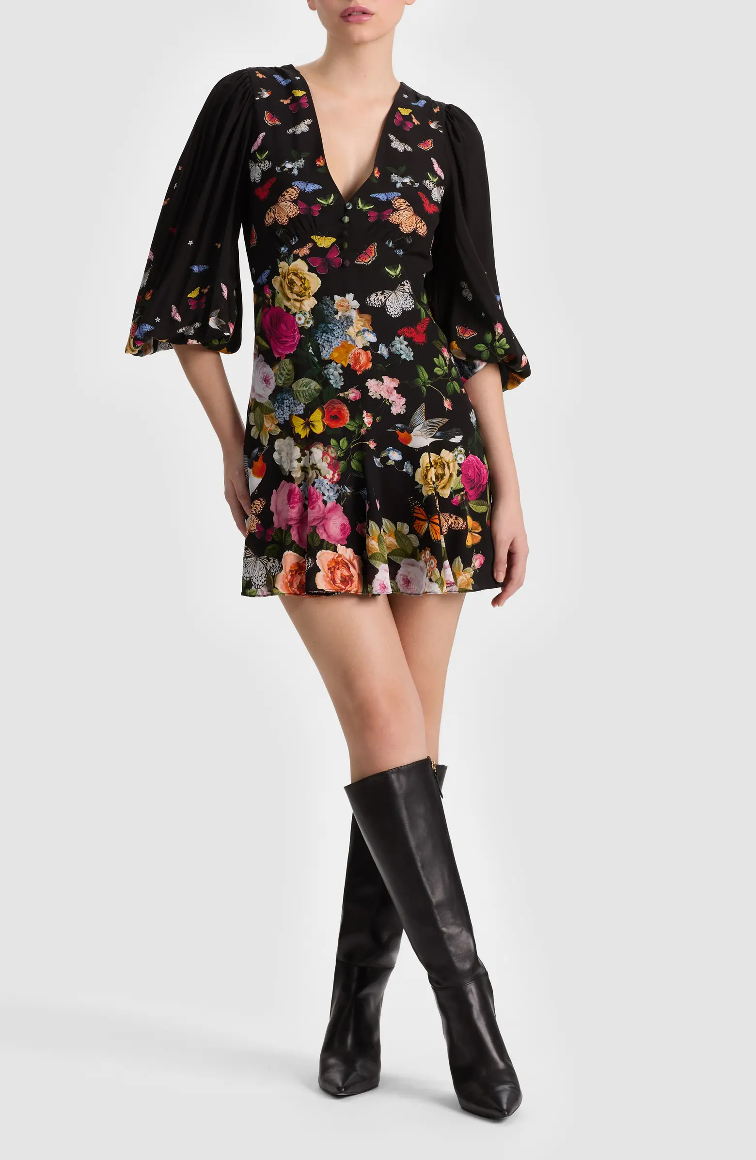 Irene Floral Long Sleeve Minidress | Nordstrom