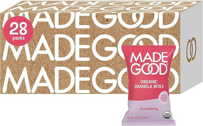 MadeGood Strawberry Granola Bites, 28 Count, Gluten Free and Organic Snacks | Amazon (US)