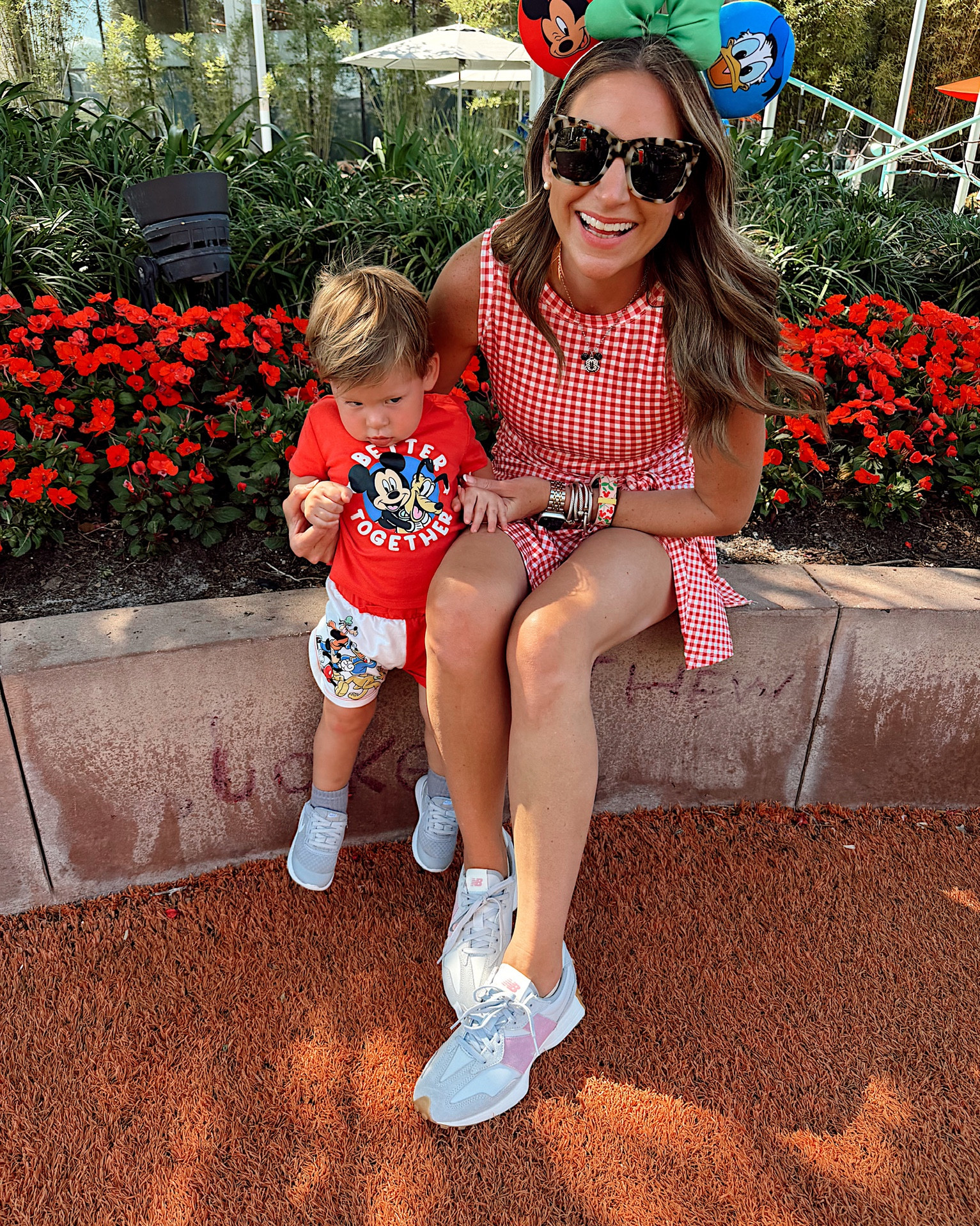 Mommy & Storm park day ootds! I’m in a medium romper, Mickey necklace, Etsy ears and accessories - fits tts. 

#LTKTravel #LTKKids #LTKootd