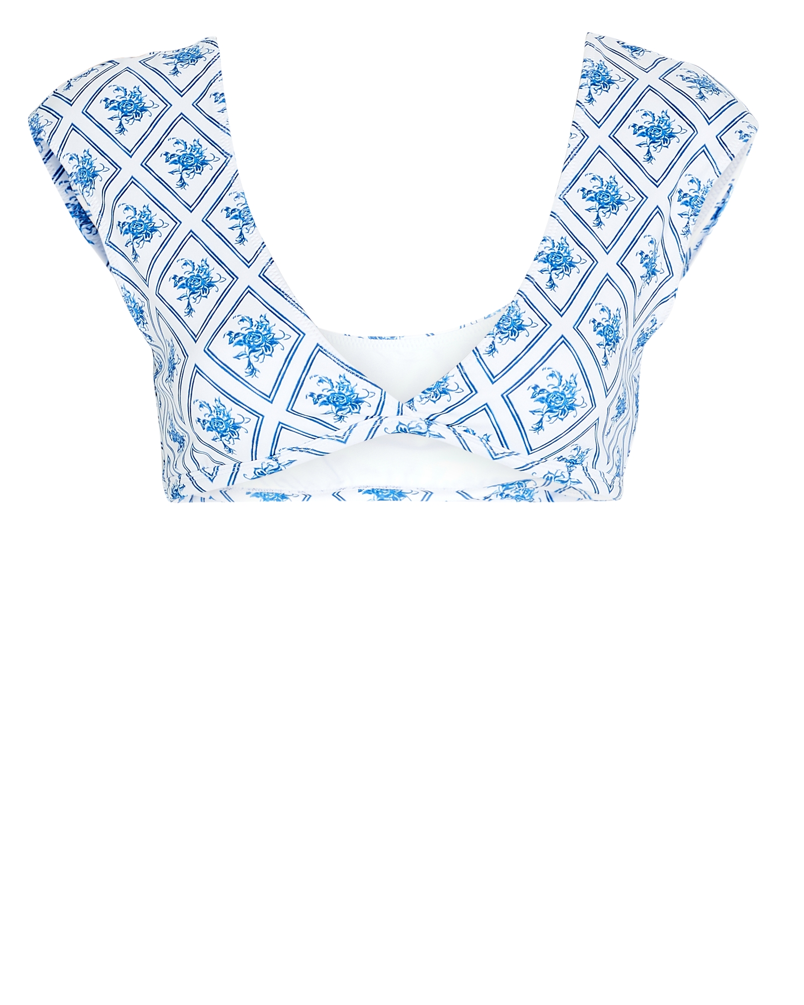 Caroline Constas Sela Printed Bikini Top, Blue-Med P | INTERMIX