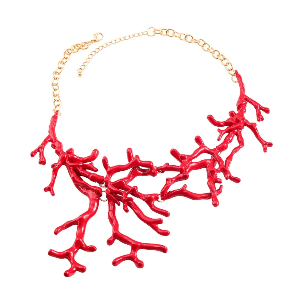 Necvior Bohemian Style Red Coral Necklace Female Temperament Niche Net Red Collarbone Chain Stude... | Walmart (US)