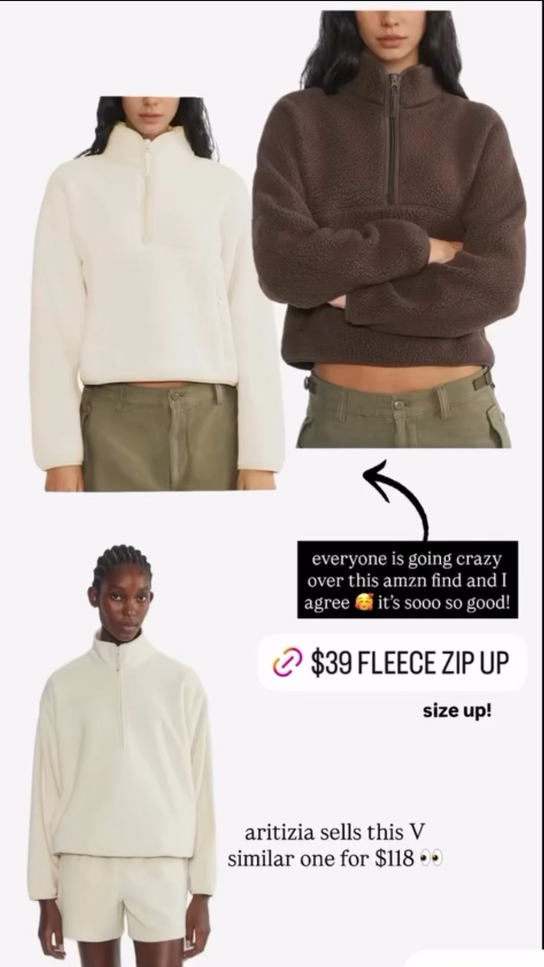 Amazon look alike to the aritzia fleeec!!! I sized up to a M! 

#LTKSeasonal #LTKFindsUnder50