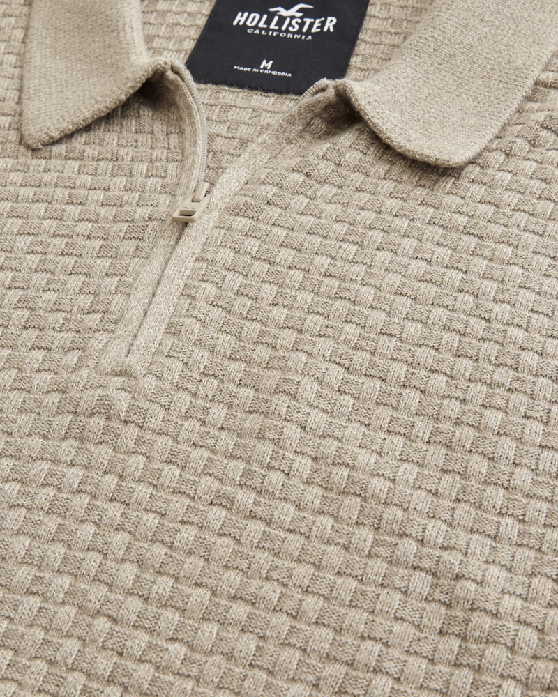 Textured Long-Sleeve Sweater Polo | Hollister (US)