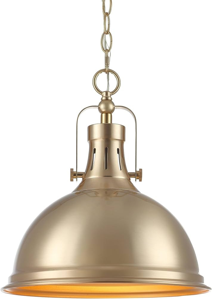 Kira Home Belle 15" Modern Industrial Pendant Light, Adjustable Hanging Height, Cool Brass Finish | Amazon (US)