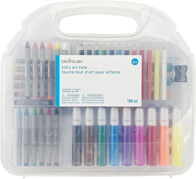100 Piece Kid's Art Tote Kit by Creatology - Art Set for Drawing, Coloring, Arts & Crafts - 1 Pac... | Amazon (US)