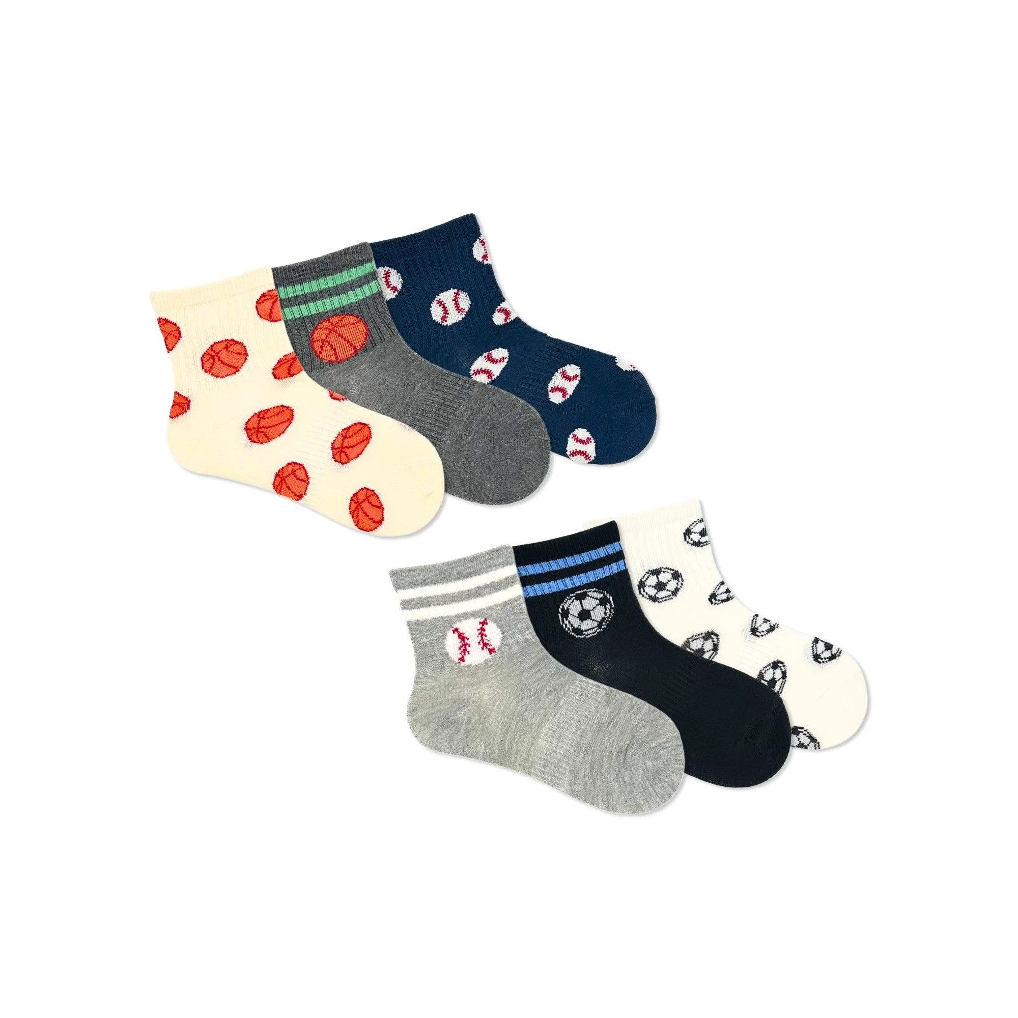Wonder Nation Boys Sport Balls Mid-Crew Socks, 6-Pack, Sizes S-L | Walmart (US)