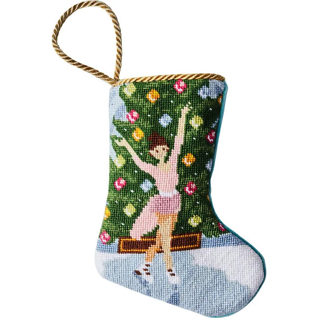Bauble Stockings | Mini Holiday Grace Ice Skater Stocking, Pink | Maisonette | Maisonette