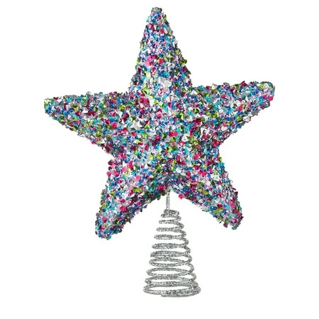 Chunky Sequins Star Christmas Tree Topper, Multicolor, 11", by Holiday Time | Walmart (US)