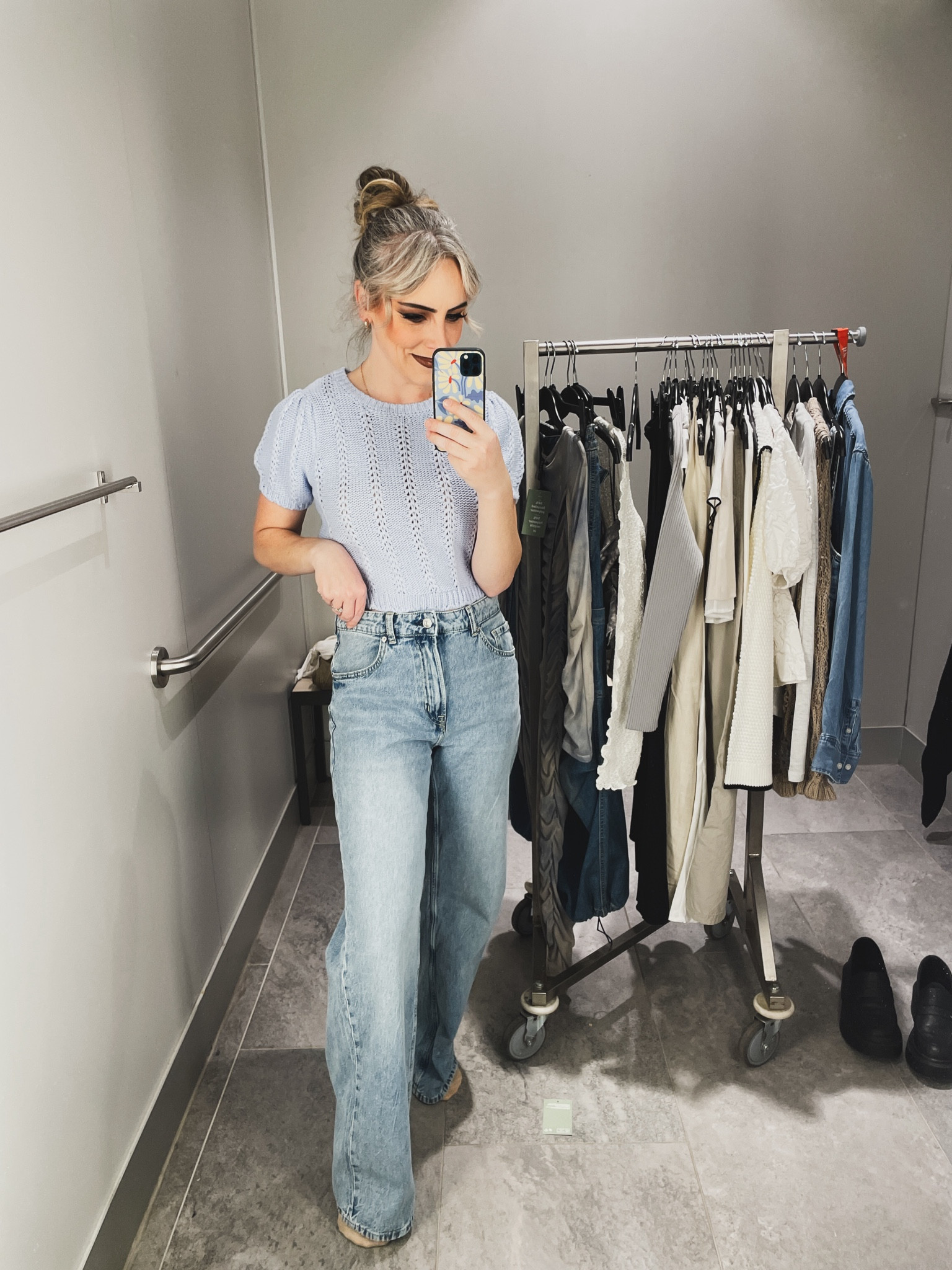 H&M, H&M new arrivals, H&M divided, new arrivals, spring, short sleeve knit, short sleeve sweater, Parisian style, mom style, mom ootd, casual outfit, blue sweater, Easter 

#LTKfindsunder50 #LTKover40 #LTKstyletip