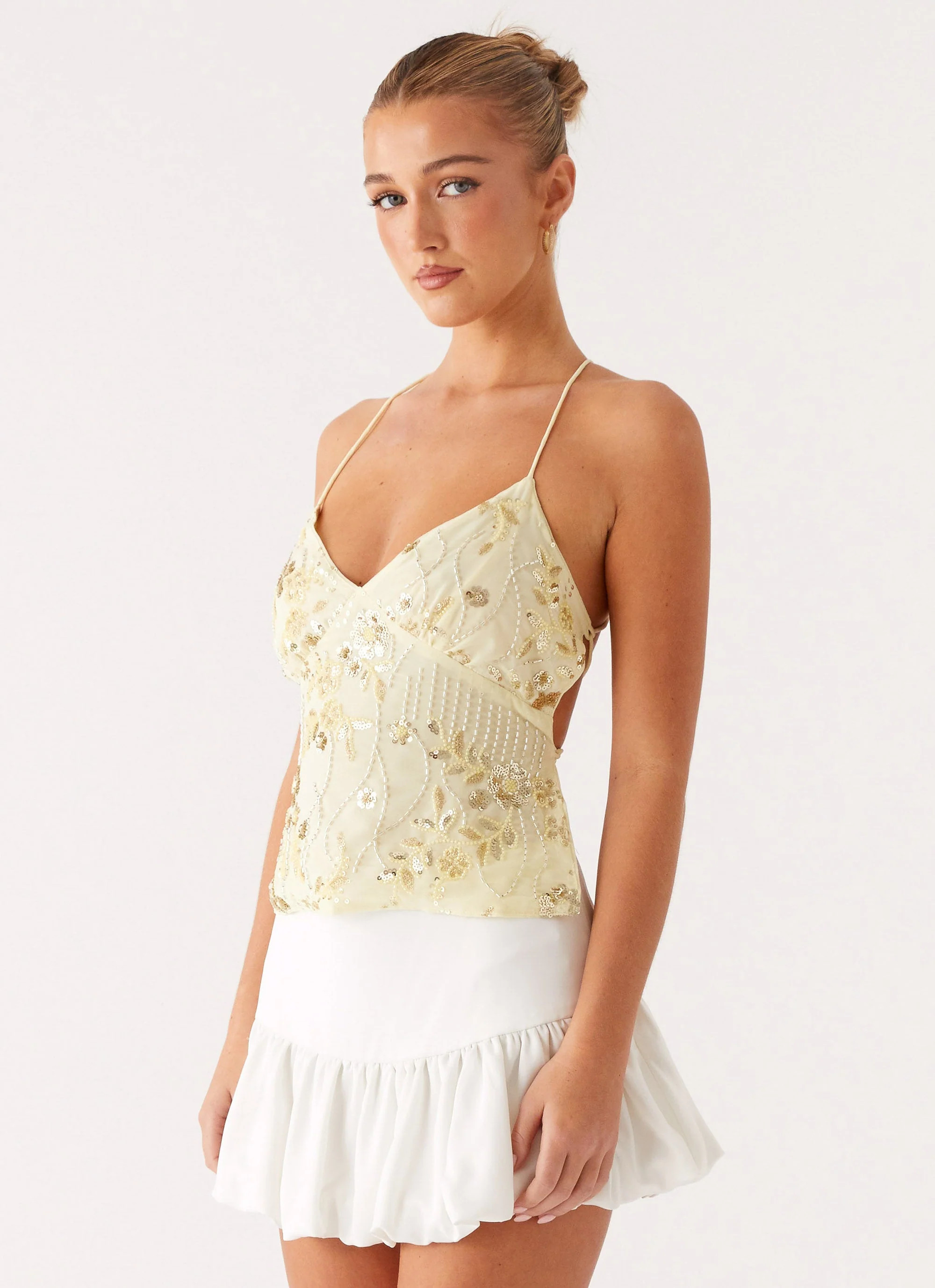 Kamilla Sequin Cami Top - Yellow | Peppermayo (Global)