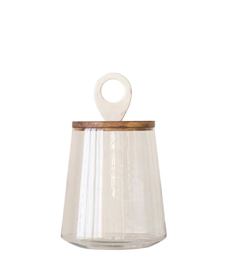 Glass Jar with Mango Wood & Marble Lid | Megan Molten