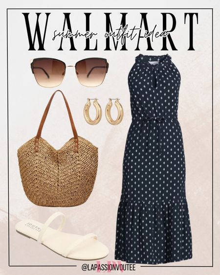 Stay cool and stylish this summer with our Walmart essentials: a chic sleeveless midi dress paired with hoop earrings, trendy sunglasses, a practical straw tote bag, and comfy slide flat sandals. Embrace the sun in style! ☀️

#LTKSeasonal #LTKfindsunder100 #LTKstyletip