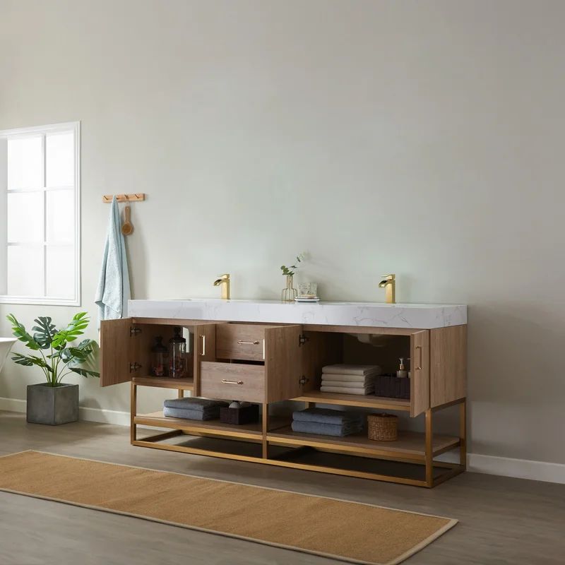 Annice 72'' Free Standing Double Bathroom Vanity with Cultured Marble Top | Wayfair North America