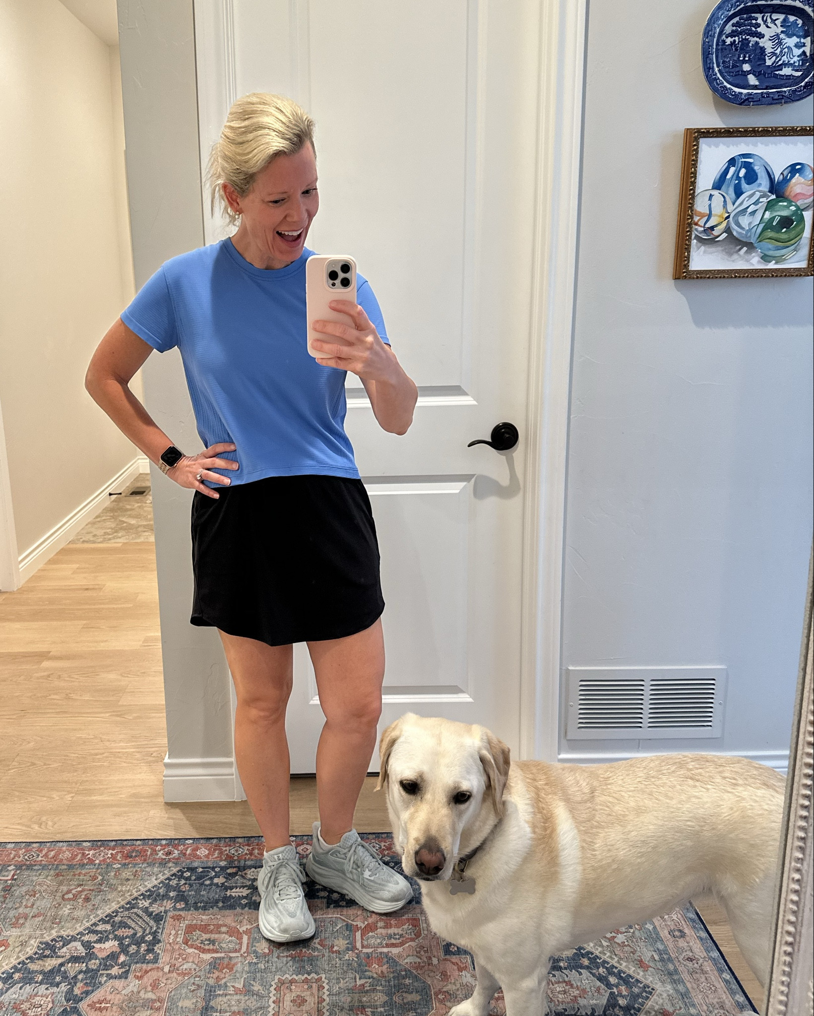 In love with this workout skirt from Target! The fit is fabulous and I love that it has pockets on both sides. One side has a zipper so you can put your key in it if you are out walking. I wish it came in more colors. I bought the black and the blue!  The shirt is from Lulu. They don’t have this color anymore, but it is on sale so I will link to it!  Wearing my most favorite and most comfortable walking shoes!

#LTKActive #LTKShoeCrush #LTKSaleAlert