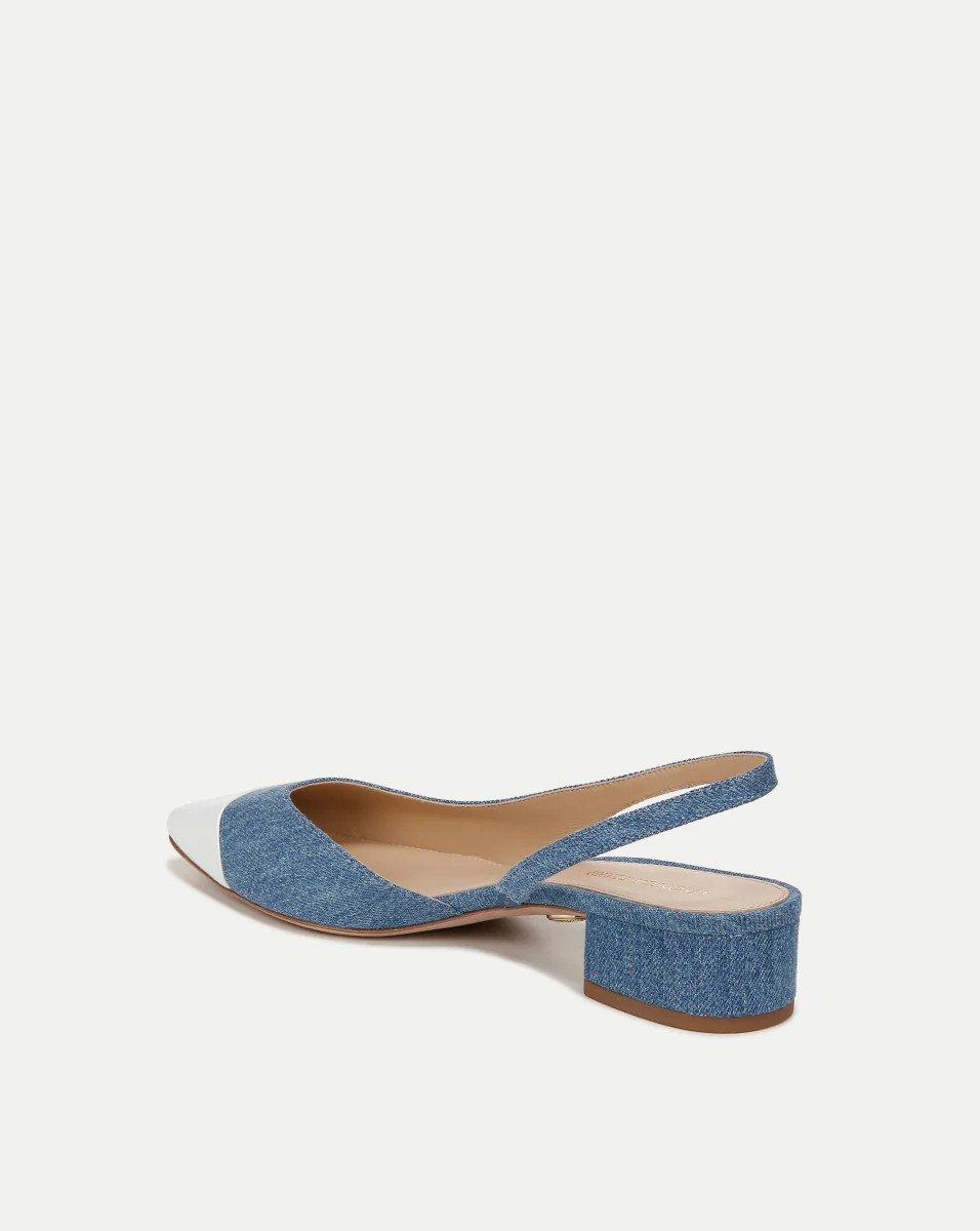 Cecile Denim Cap-Toe Slingback in Denim/Coconut | Veronica Beard | Veronica Beard