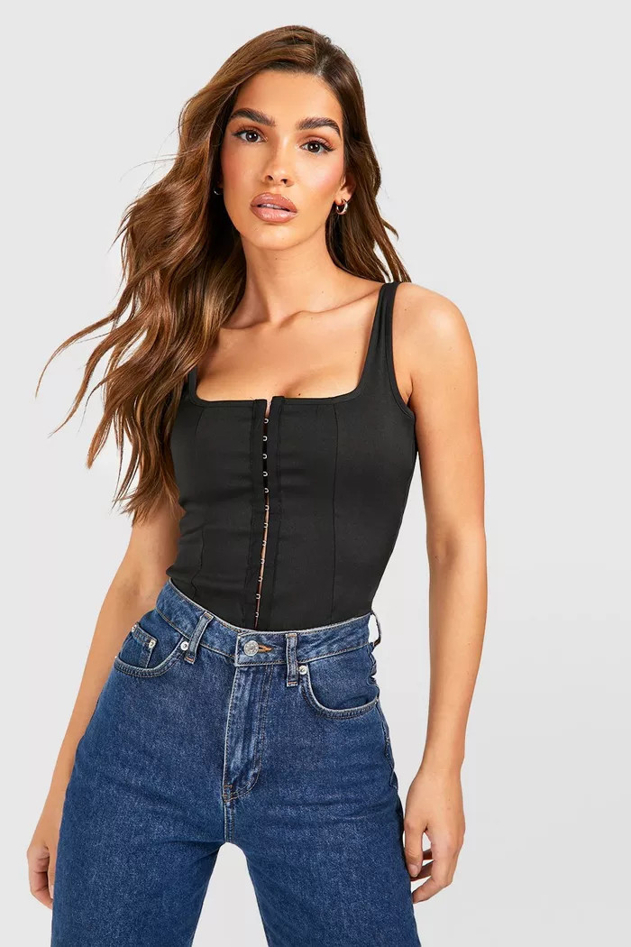 Hook And Eye Corset Top | boohoo (US & Canada)
