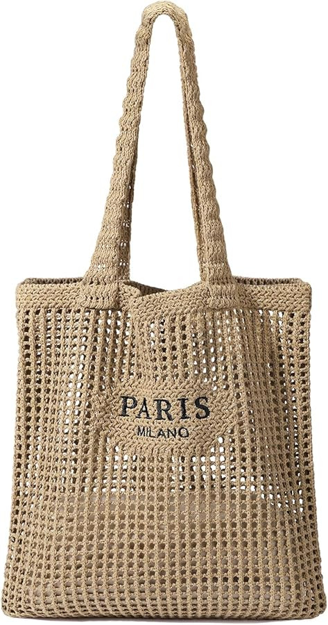 Crochet Tote Bag, Beach Mesh Knitted Bag Large Aesthetic Shoulder Bag Handbags Hollow Hobo Bag fo... | Amazon (US)