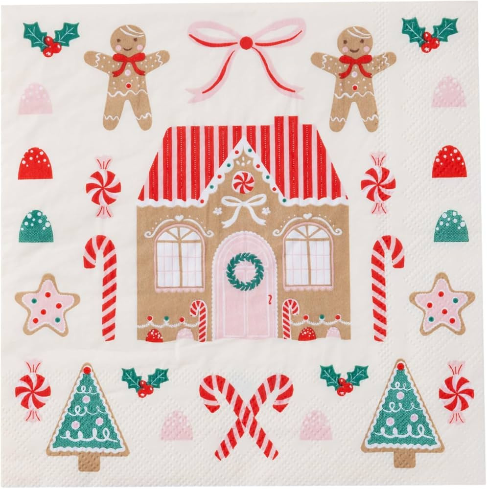 Bonjour Fete Gingerbread Large Paper Party Napkins | Premium Holiday Table Decor, Christmas, Wint... | Amazon (US)