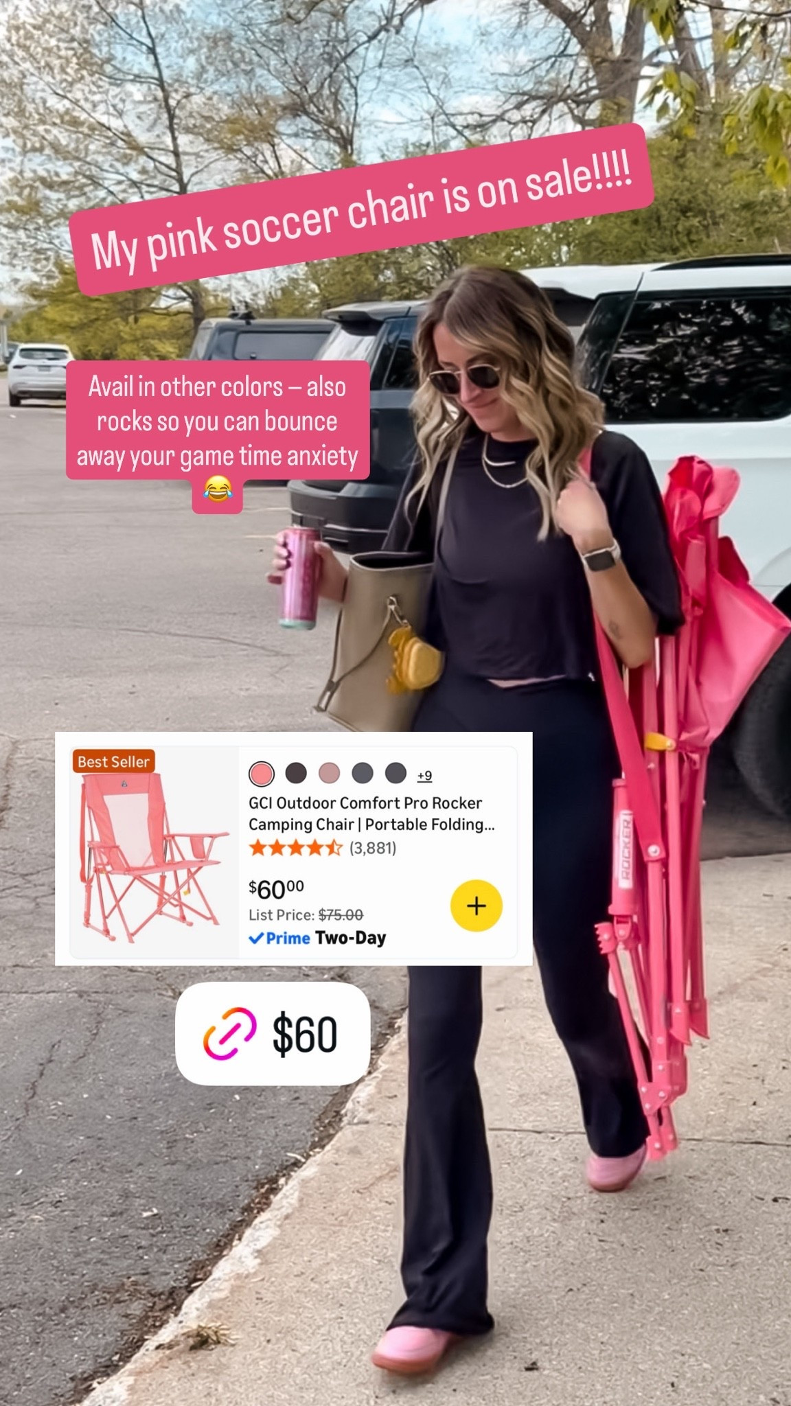 gci outdoor chair for soccer moms 
Sideline chairs and game day must haves got sports moms
Pink chair