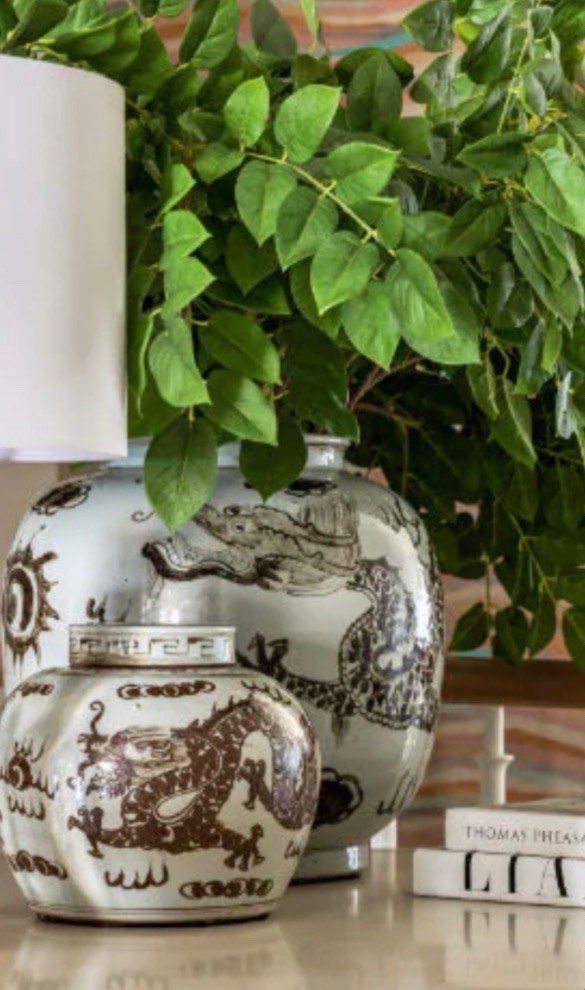 Hand-painted with a rich brown dragon motif, the Imperial Dragon Jar embodies timeless strength and artistry. Its classic silhouette and intricate detailing bring heritage and grandeur, making it a striking focal point in any space. / Home accessories