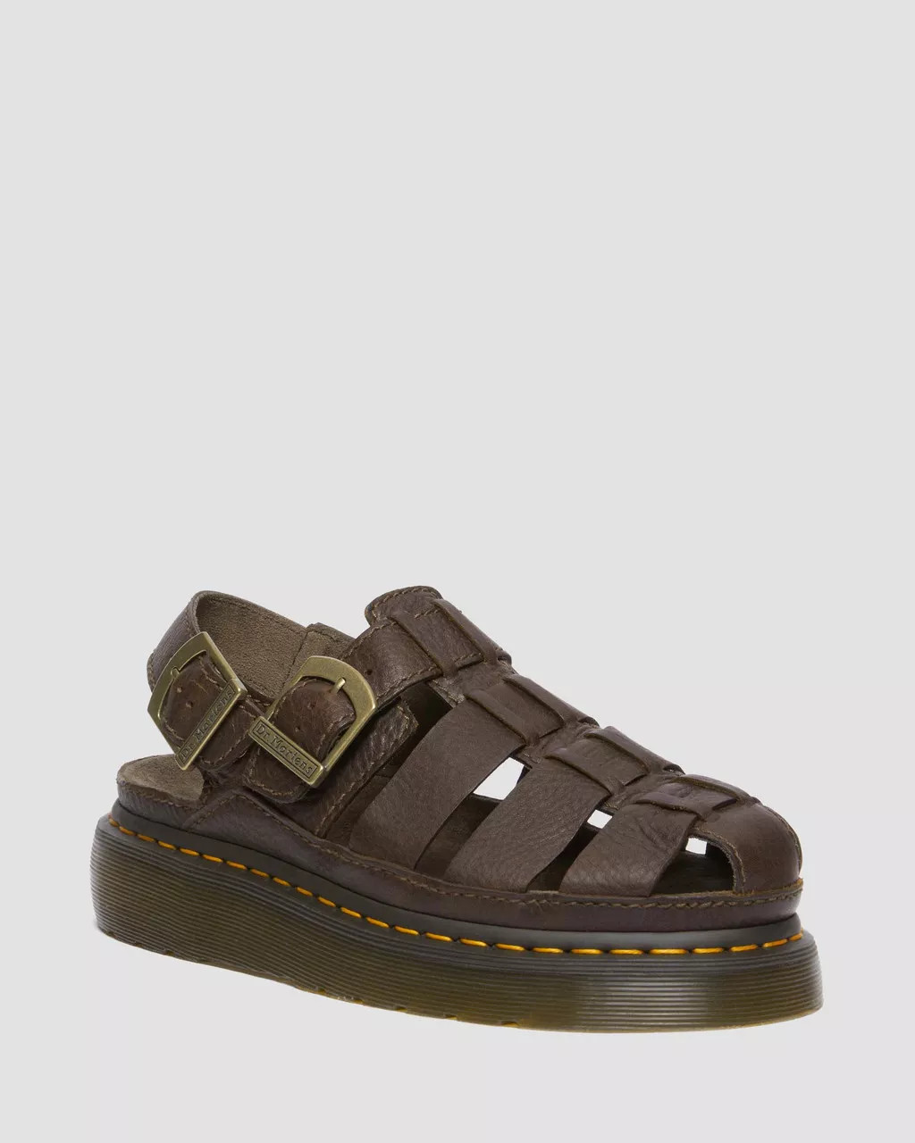 Wrenlie Grizzly Leather Fisherman Sandals in Dark Brown | Dr. Martens | Dr. Martens