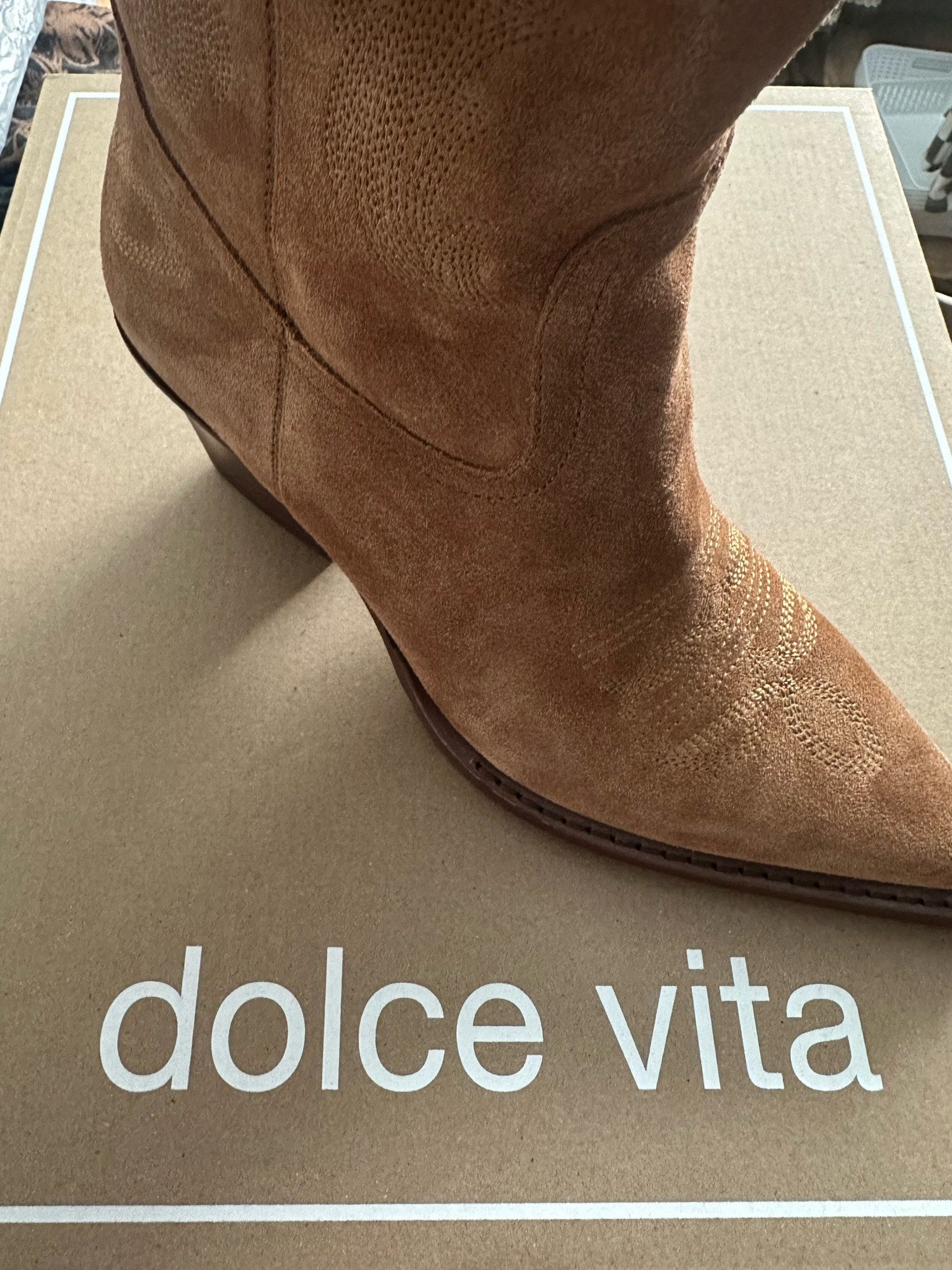 Can’t find the exact ones to link. DV Ryatt in pecan  The wide calf didn’t work for me so I have ordered the extra wide calf. Fingers crossed because I love these! Be sure to check the measurements! 

#LTKShoeCrush #LTKPlusSize #LTKMidsize